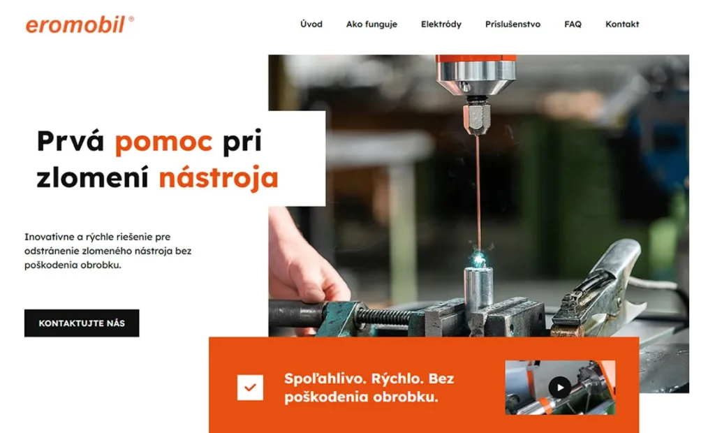 One-page web pre Eromobil® | mobilné erodovacie zariadenie