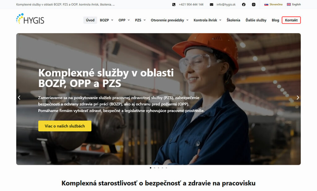 Redizajn www stránky hygis.sk